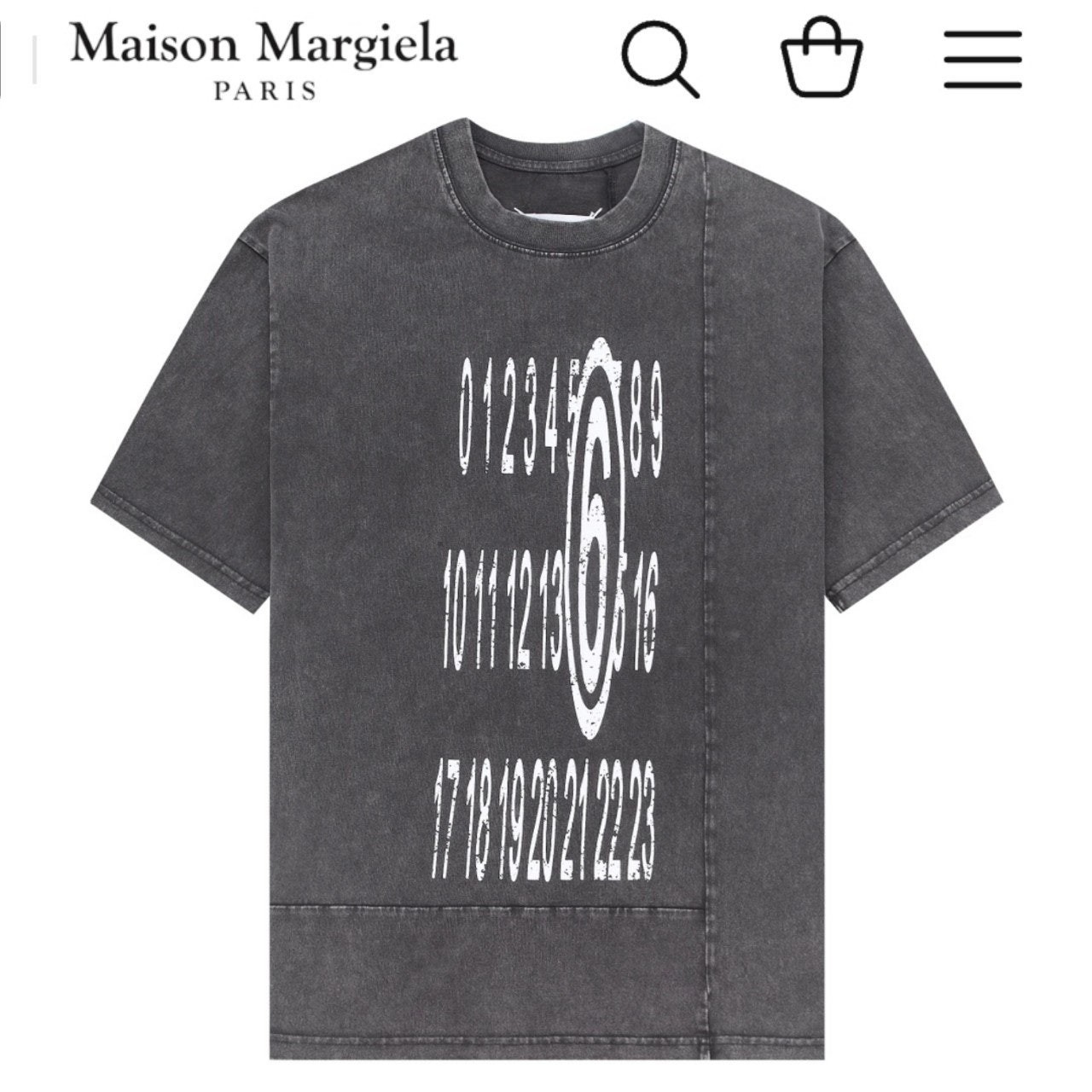 #반팔상의 메종*르지엘라 피그먼트 넘버 티셔츠 (vin 119874)