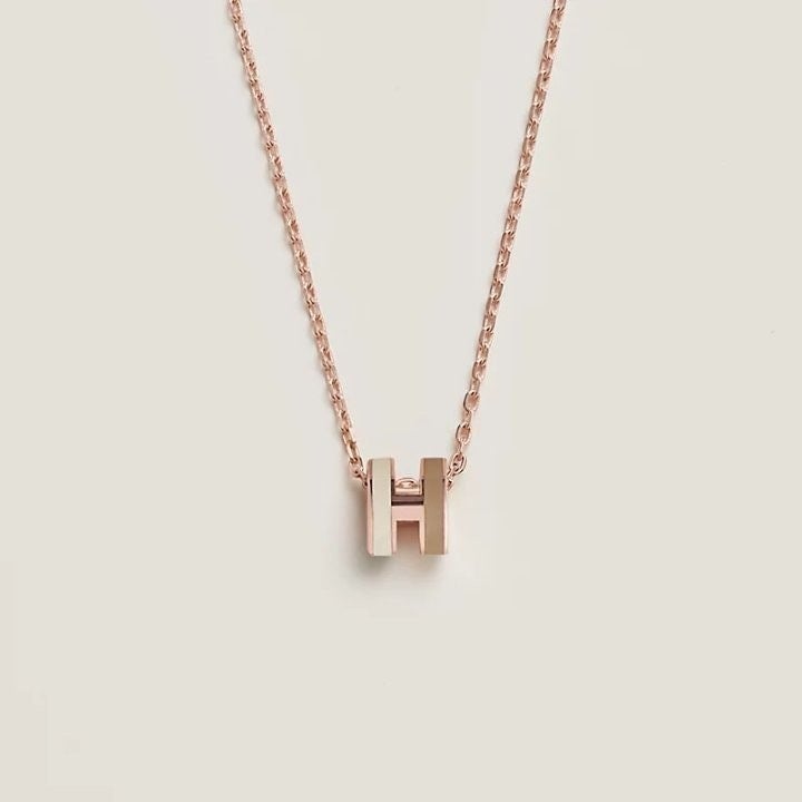 #쥬얼악세사리 HE.RMES pop h mini 목걸이 귀걸이 투톤 셋트