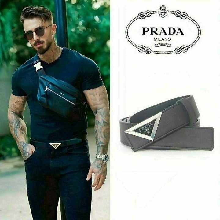 (090) 26s 프♡다 삼각로고 가죽 벨트