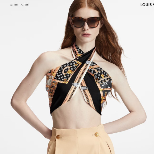 루VVV 모노그램 로고 스카프