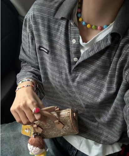 💕 미*** 스트라이프 그레이 폴로 셔츠 - 수입