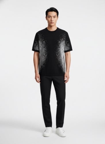 💕 루* 그라데이션 패턴 반팔 니트