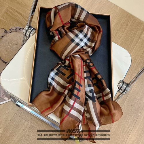 💕 버** 체크 레터링 브라운 스카프