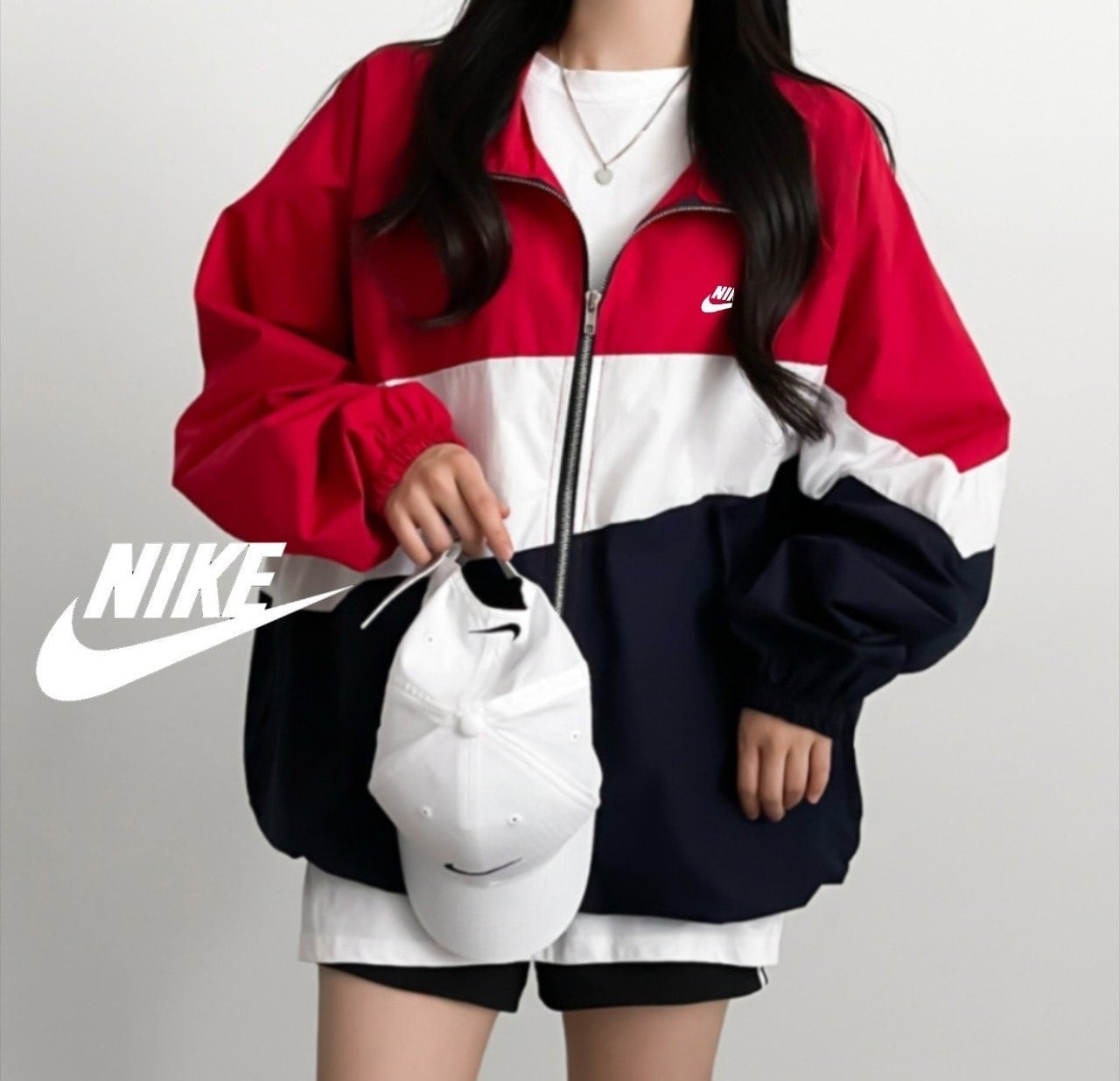 나 사선 배색 집업 바람막이 251