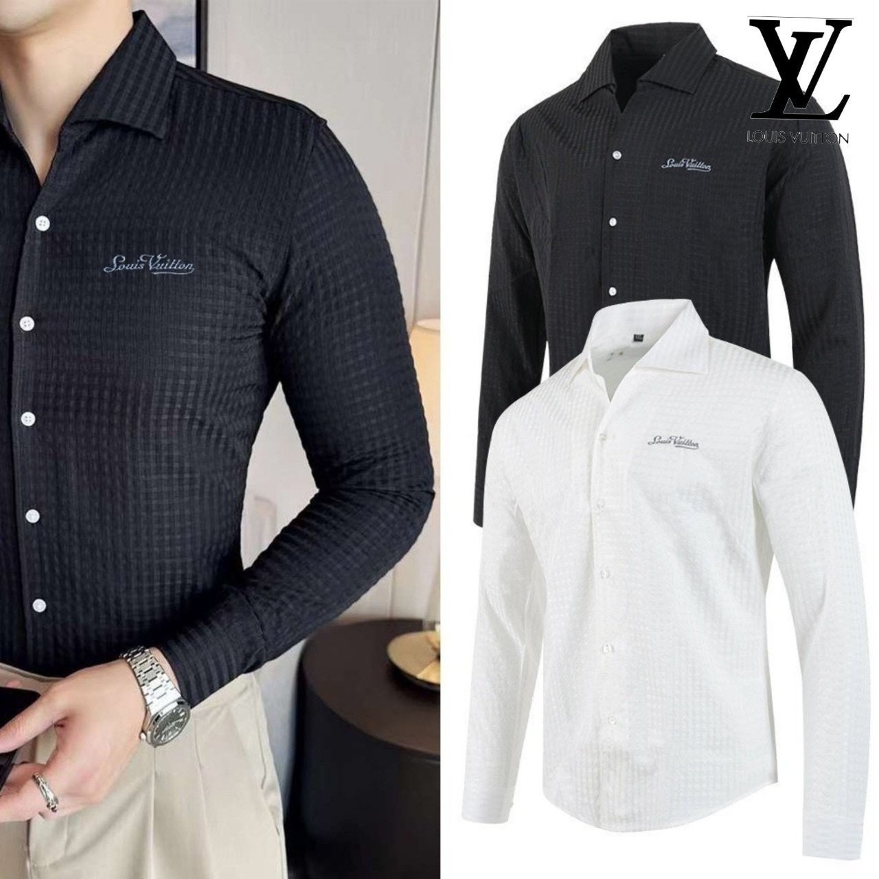 루 다미 엠보 슬림핏 셔츠105