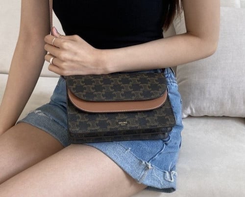 💕 셀** 고급 트리오페 캔버스 월렛온스트랩