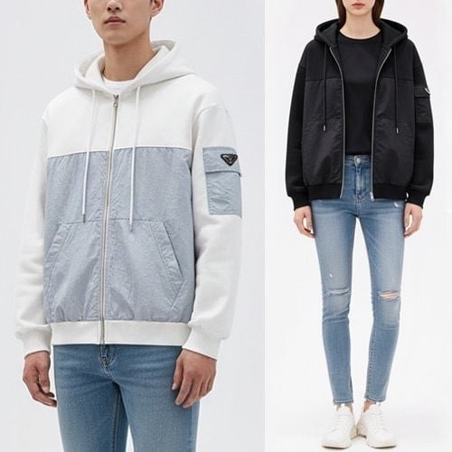 배색포인트 후드집업 PR-3725