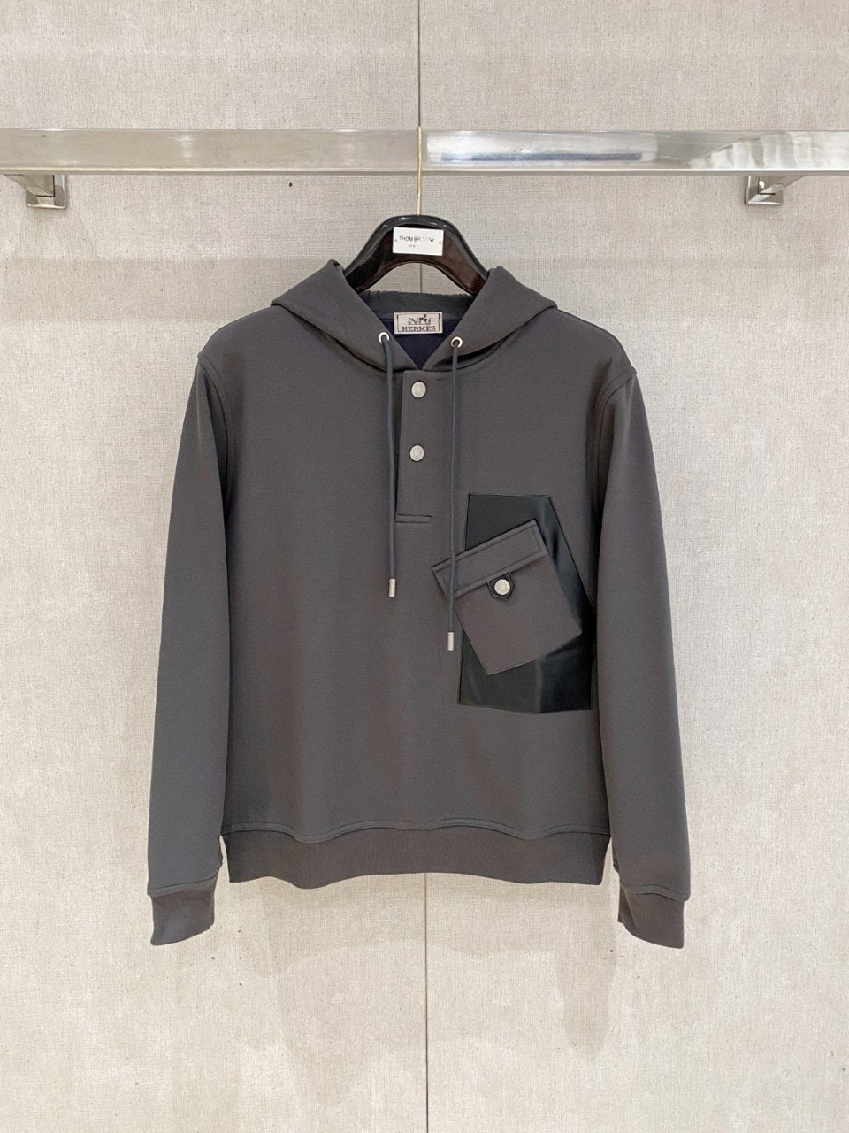 투버튼 포켓후드(기모) 차콜 HE-1206