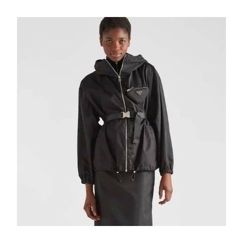 여성 파우치가 달린 리나일론 후드 블루종 재킷 PR-3616