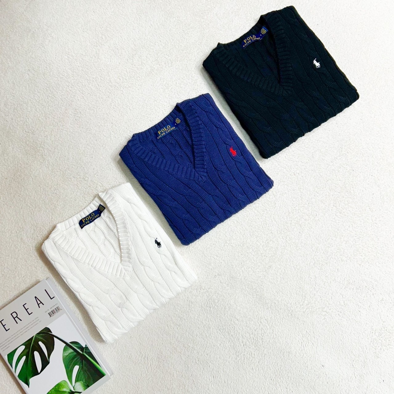 여성 코튼꽈배기 V넥 조끼 PO-863