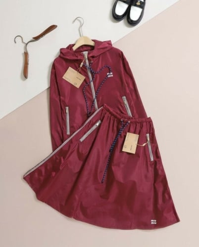 드로우스트링 후드 크롭 집업 & 스커트 set MU-966