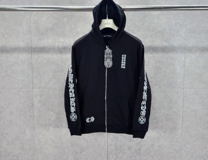 세로로고 후드 집업 CR-884