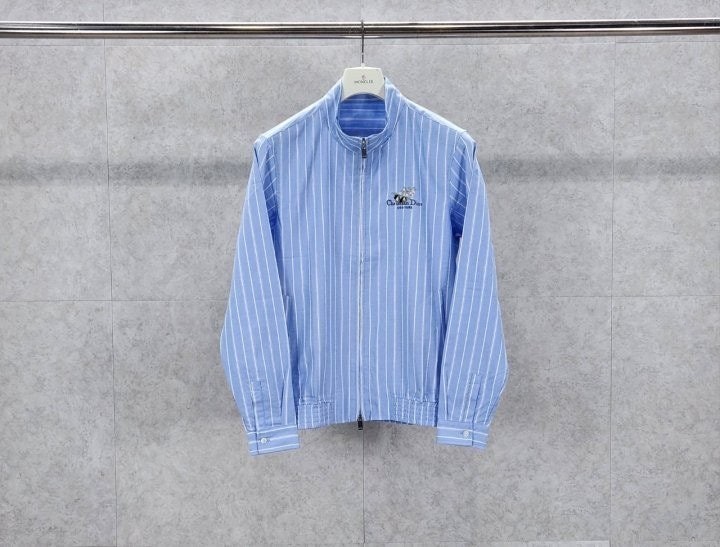 은방울꽃 자수 스트라이프 지퍼 셔츠 DI-1778