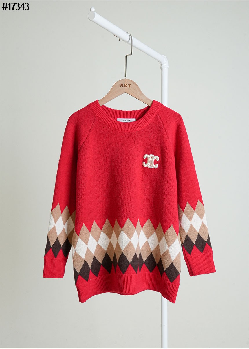 🔆 [CELINE] 셀린느 트리옹프 아가일 울 니트 풀오버 🔆