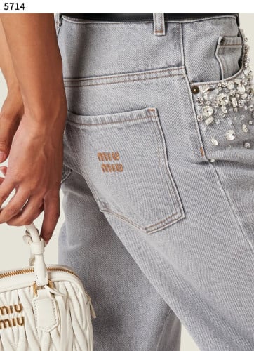 🍀 [MIUMIU] 미우미우 수입고급 펄 포켓 슬림 데님 팬츠 🍀