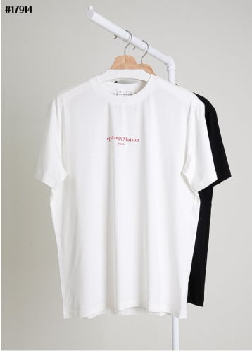 🔆 [Maison Margiela] 메종마르지엘라 레드 레터링 로고 코튼 반팔 티셔츠 🔆