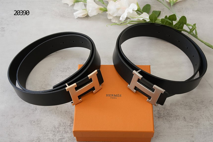 🔆 [HERMES] 에르메스 스트라이프 텍스처 H 버클 레더 벨트 (펀칭식) 🔆