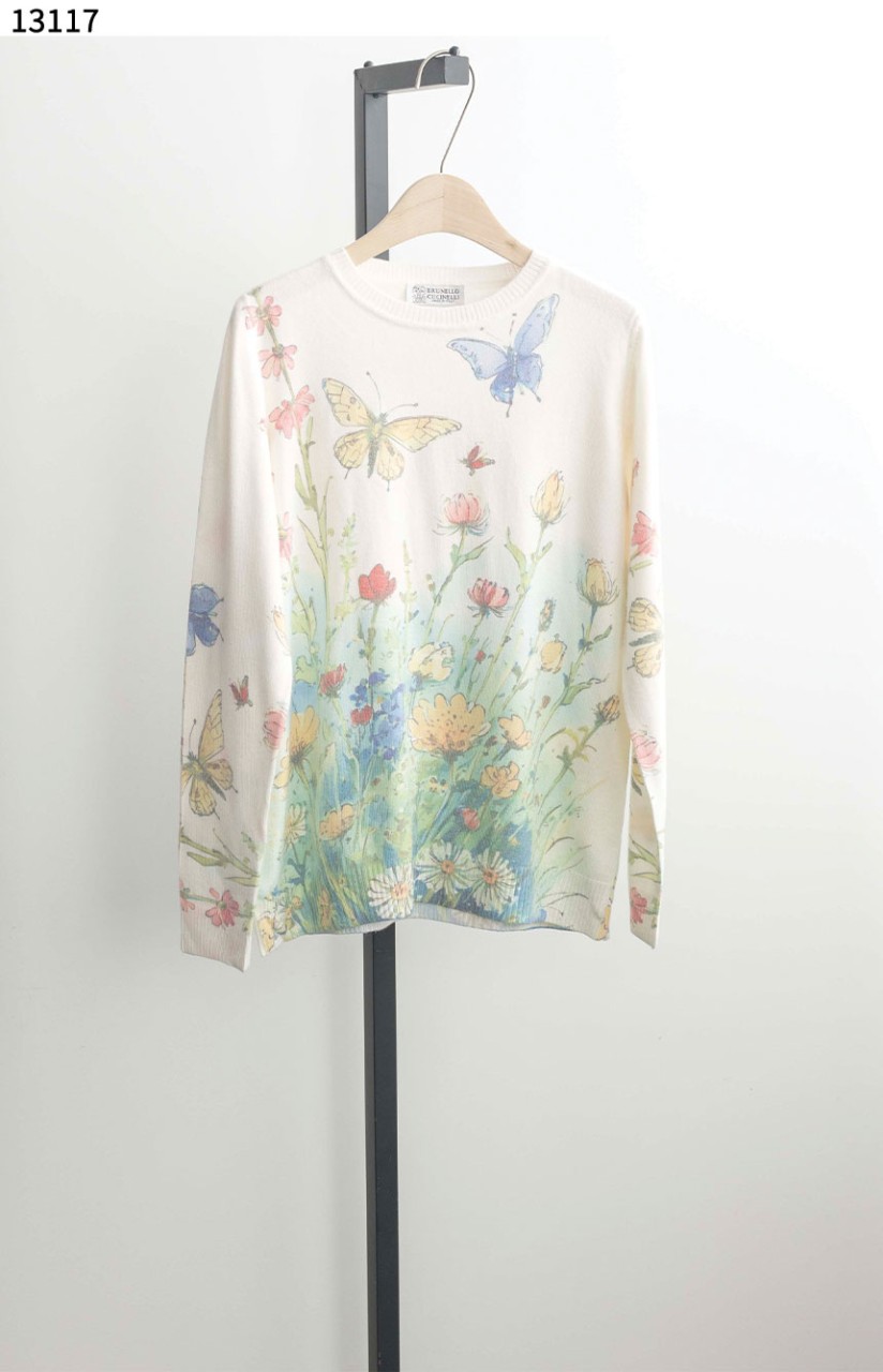 #브루넬로쿠치넬리 [Brunello Cucinelli] 여성 플라워 프린팅 라운드 니트 신상입고💢 #상의 #니트 #13117