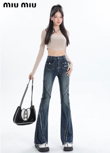 💕 미*** 로고 절개 부츠컷 데님 팬츠