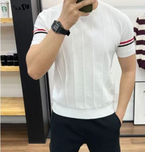 💕 톰* 옴므 삼선 반팔 라운드 니트