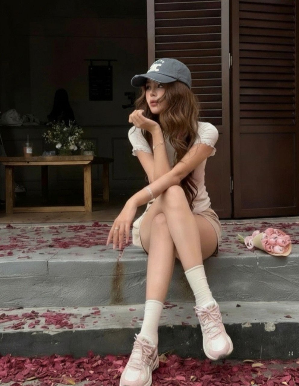 💕 셀** 트리옹프 빈티지 개버딘 아플리케자수 볼캡✔수입