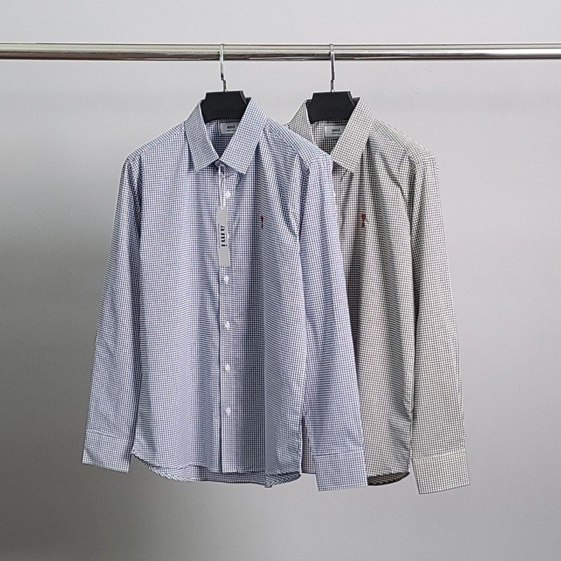 AM 스몰하트자수 체크 셔츠