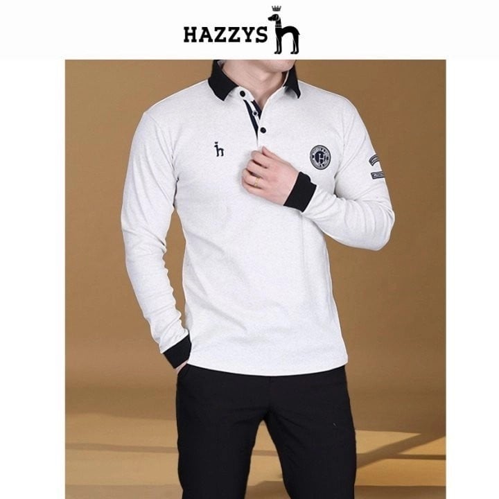 HZS 패치 카라 긴팔 티셔츠