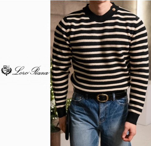 LLP 스트라이프 견장 니트