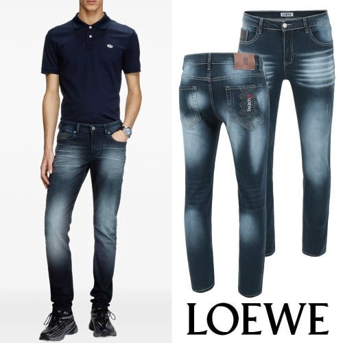 LOE 그래픽 자수로고 진청 슬림진