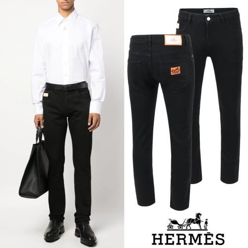 HER 시그니처 사각로고 블랙 슬림 진