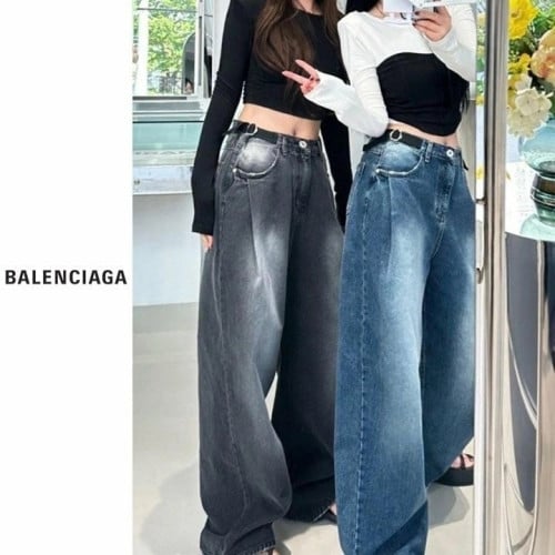 BLC 버클 데님 와이드 팬츠