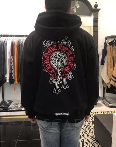 #크롬하츠 레드 홀스슈 세메터리 집업 후드 자켓