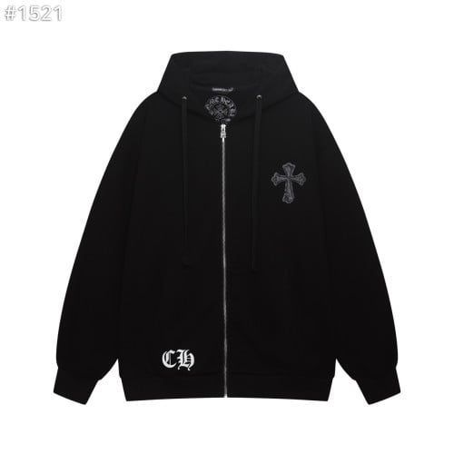 #크롬하츠 대거 포인트 레더 크로스 후드 집업 자켓<