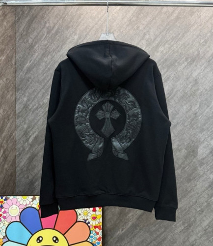 #크롬하츠 홀스슈 레더 패치 집업 후드 자켓