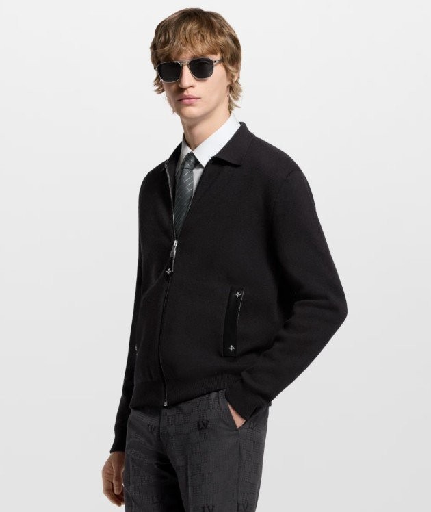 #루이비통 위드 레더 블루종 니트 블루종 자켓