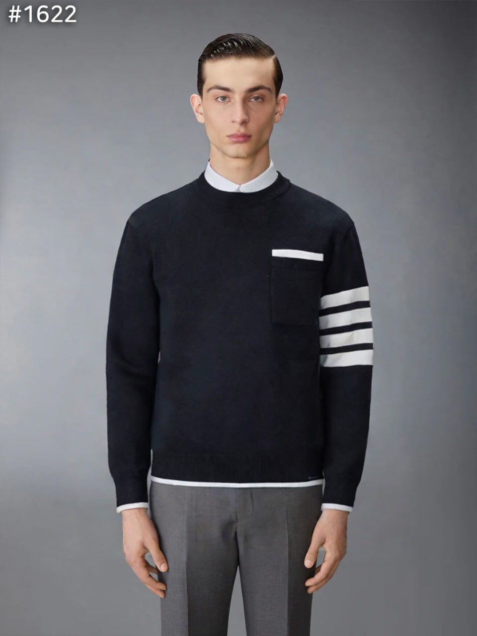#톰브라운 밀라노 스티치 티핑 크루넥 니트 스웨터