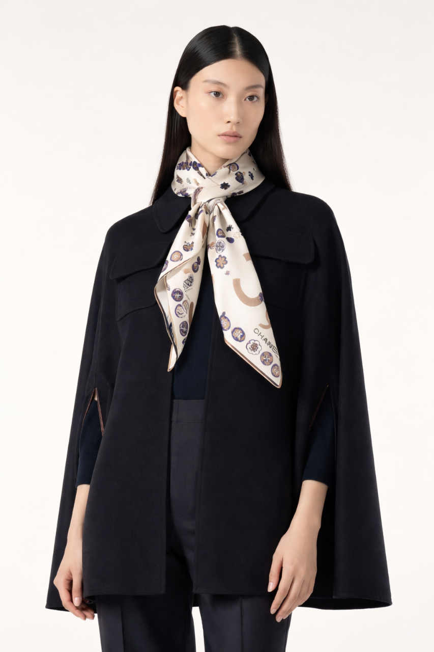 샤V 플라워 실크 스카프