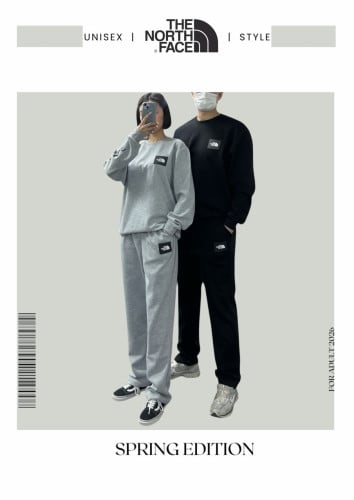 <노스 자수 와펜 맨투맨 세트>