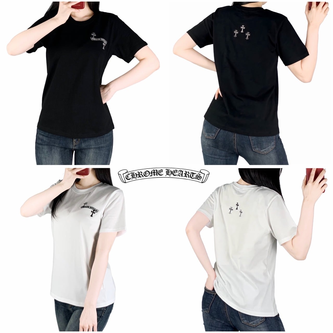 <크롬 십자가 면 반팔>