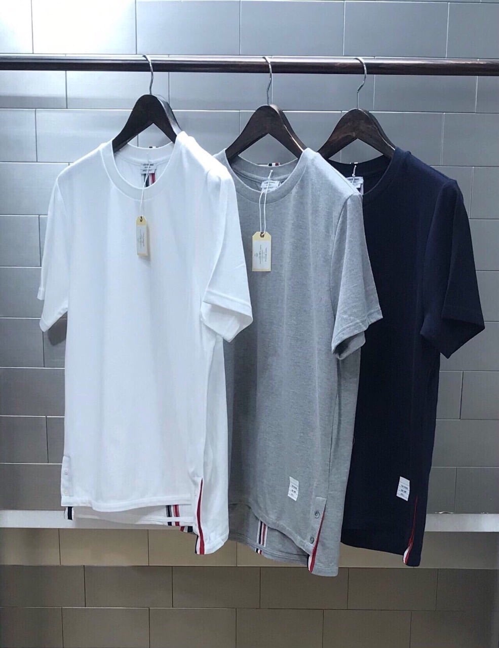 T 백스트라이프 피케 반팔티셔츠