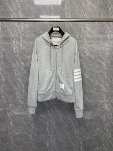 T/B 사선완장 시그니쳐 코튼 후드집업 그레이