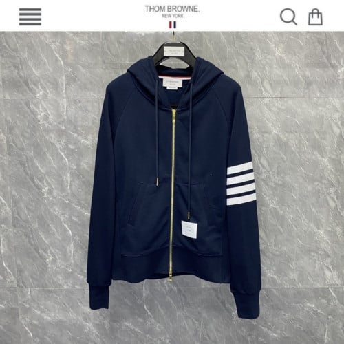 T/B 사선완장 시그니쳐 코튼 후드집업 네이비