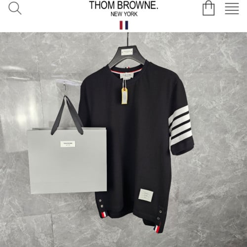 수입 TB 시그니쳐 사선완장 스웻 티셔츠 블랙