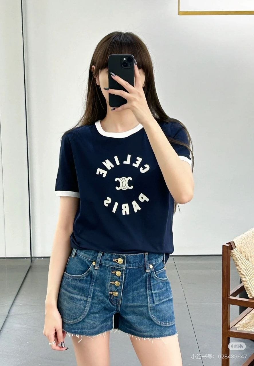 💕 셀** 트리옹프 체인 블라종 로고 반팔티셔츠 - 수입