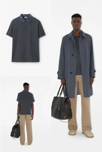 💕 버** 체크 카라 폴로 반팔티셔츠 - 수입 (블랙)