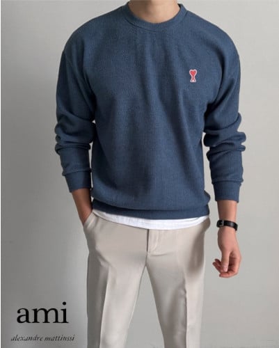 💕 아* 스몰하트 패치 골지 니트 맨투맨