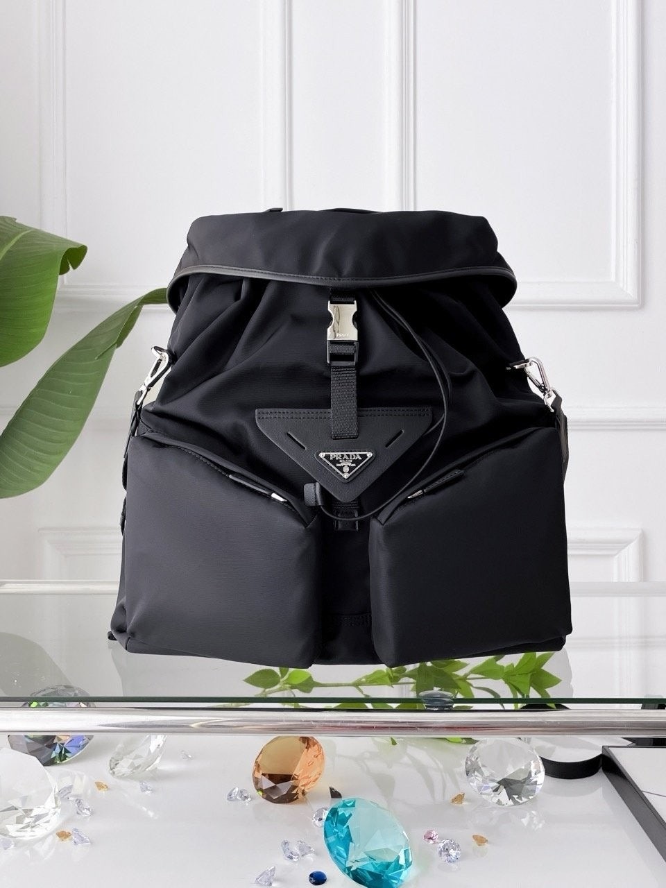 💕 프** 리나일론 및 가죽 백팩