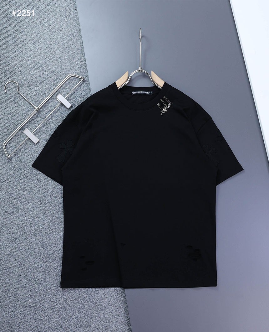 🍀 [Chrome Hearts] 크롬하츠 빈티지 클립 크로스 라운드 반팔 티셔츠 🍀