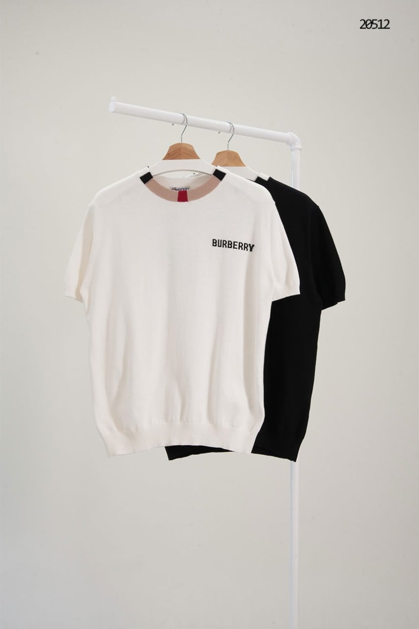 🔆 [BURBERRY] 버버리 체크 라운드넥 니트 반팔 티셔츠 🔆