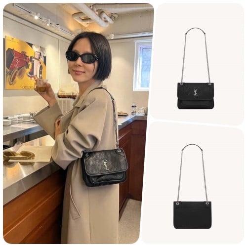 #생로랑 [ YSL ] 수입 니키 미니 그레인드 램스킨 블랙 입고💢 #가방